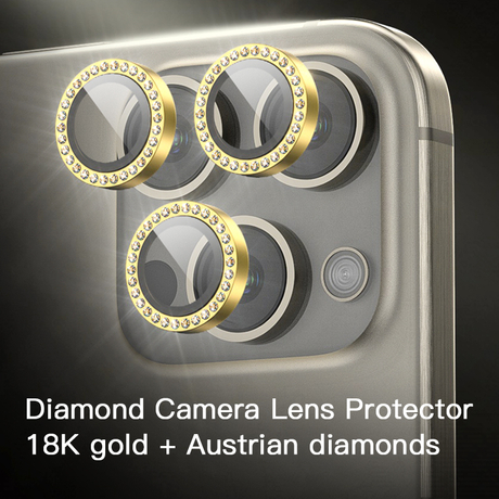 Fashion OEM 18K الذهب + النمسا الماس الملونة المضادة للخدش الزجاج المقسى آيفون عدسة الكاميرا حامي